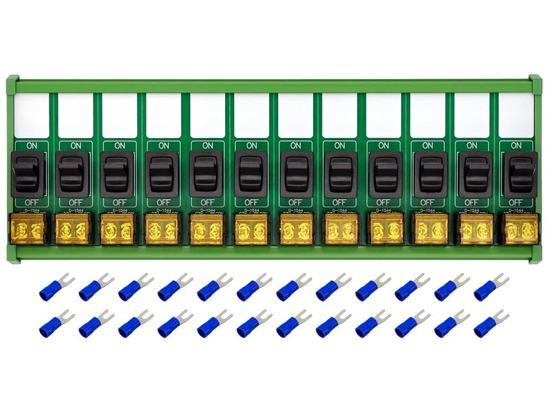 HCDC DIN Rail Mount Paddle Rocker Switch Module, 10Amp 250VAC / 50VDC (12 Channel) - Image 1